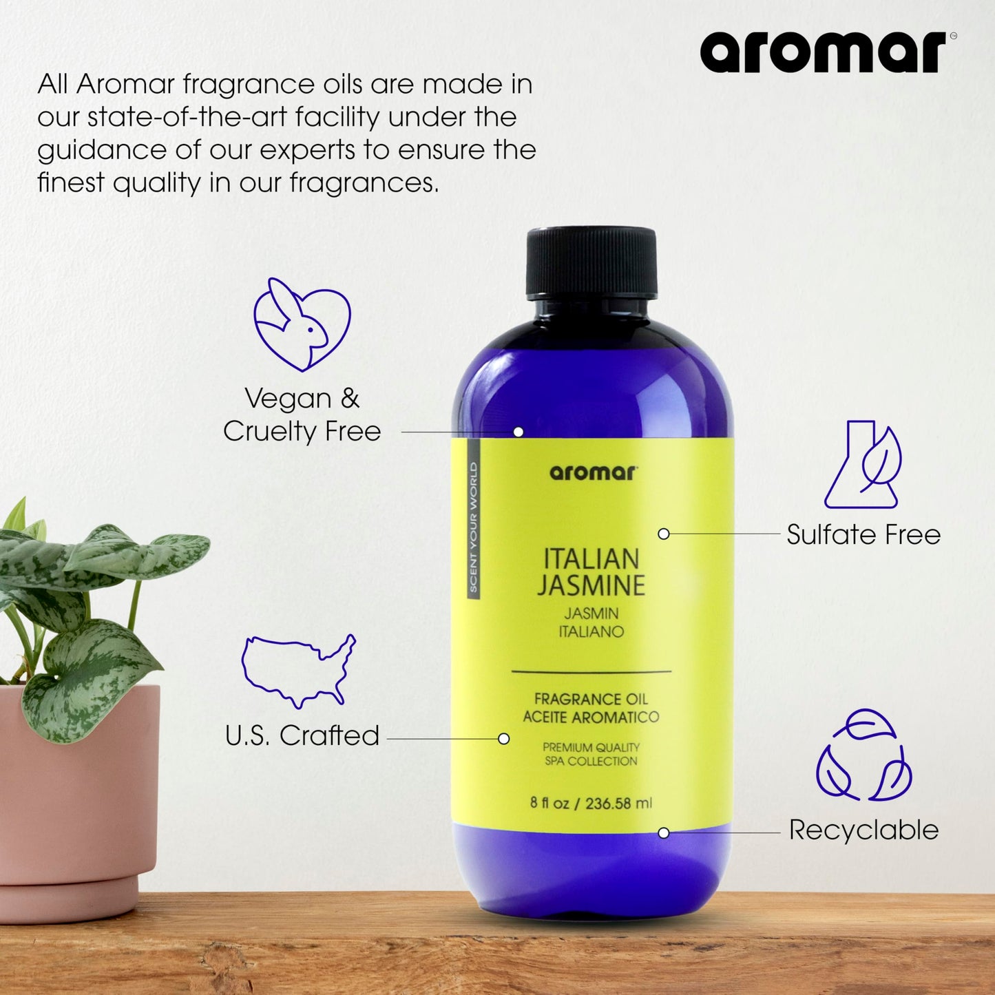 AROMAR Premium Fragrance Oil - Essential Oil for Diffusers & Home Aromatherapy - Cool Waters - 8oz