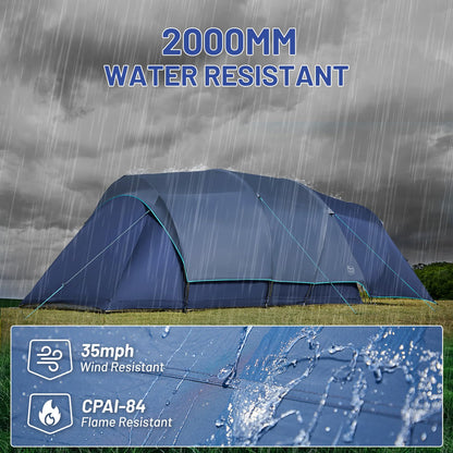 Timber Ridge 8 Person Camping Tent with Large Porch, Portable Waterproof Windproof Family Tent with Rainfly Carry Bag Room Divider, Easy Set-up Tent with Excellent Ventilation for Camping, 3 Season