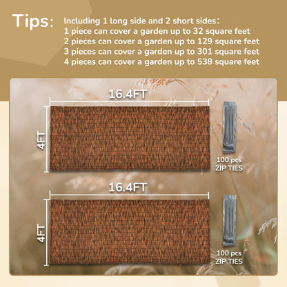 SHYDZYYC Brown 2 Pack 4FT X 16.4FT Reed Fencing Roll, Balcony Privacy Shade Reed Bamboo Fencing Garden Fence Border, Wind Block Sunshade Fence Screen for Outdoor Yard Patio Flower Bed Edge