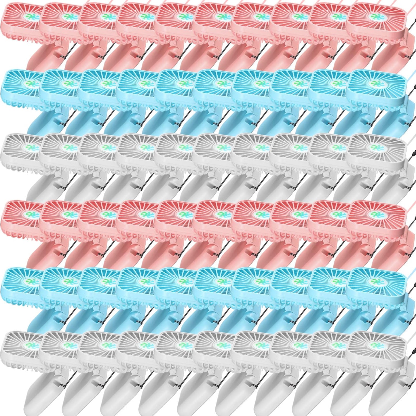 Hortsun 60 Pack Mini Necklace Fans Bulk USB Rechargeable Handheld Folding Fan with 3 Speeds, Quiet Personal Cooling Fans Bulk Gifts for Women, Eyelash, Teachers, Wedding Favors, Travel, Outdoor