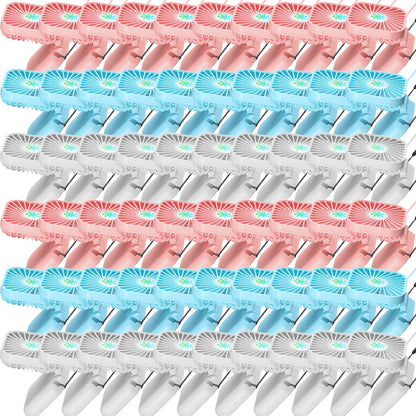 Hortsun 60 Pack Mini Necklace Fans Bulk USB Rechargeable Handheld Folding Fan with 3 Speeds, Quiet Personal Cooling Fans Bulk Gifts for Women, Eyelash, Teachers, Wedding Favors, Travel, Outdoor