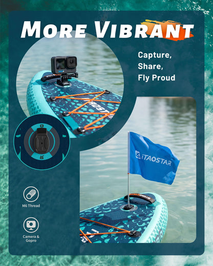 iTAOSTAR Lead 12' × 35" Inflatable Stand Up Paddle Board with Seat, Extra Wide SUP Board with 5 Fins Stable Design for Adults, Youth, All Skill Levels, Lakes, Oceans & Fishing