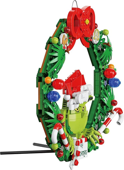 Brickcraft Grinch Wreath Brick Building Blocks Kit 523 PCS Christmas Holiday Décor Fun Hanging Display &amp DIY Decoration Perfect for Kids Teens &amp Adults Festive Grinchmas Collectible Xmas