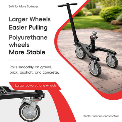 BESTOCEAN Trailer Dolly, 3500 lb Tongue Weight Capacity, Heavy Duty Trailer Mover Dolly with 2 inch Ball, Angle Adjustable, 8'' PU Swivel Wheels with Brakes, for RV, Boat, Camper & Utility Trailers