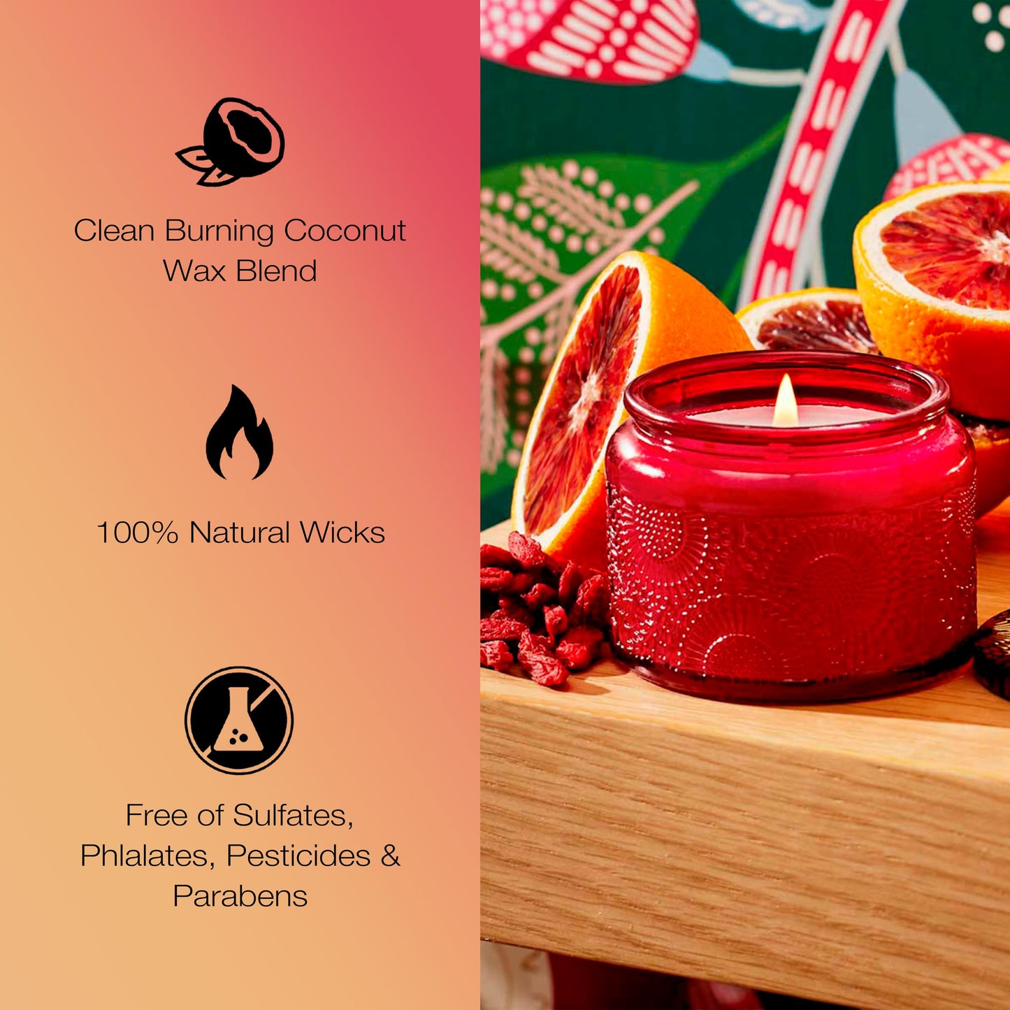 Voluspa Goji Tarocco Orange, Petite Candle Jar, 3.2 oz, 25 Hour Burn Time, Coconut Wax for Clean Burning, Handcrafted in the USA