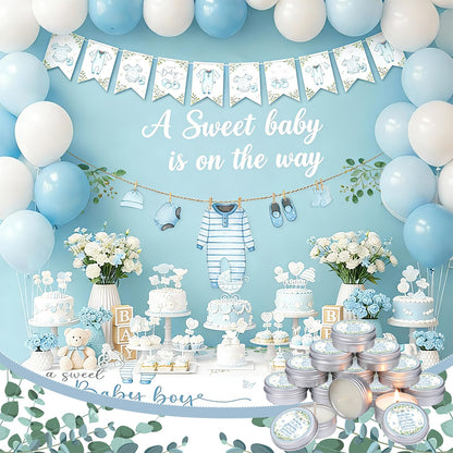 MTLEE 50 Pcs Greenery Baby Shower Scented Candles for Boy Gift Travel Tin Candle Aromatherapy Candle Favors for Winter Baby Shower Favors Wedding Gifts, Compound Scent Essential Oil