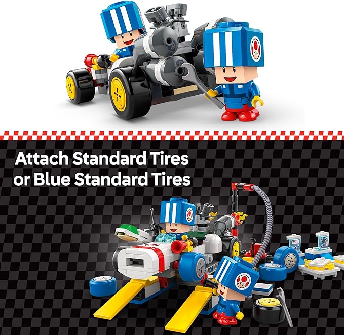 LEGO Super Mario: Mario Kart Toad's Garage - Nintendo Toy Building Set for Kids Boys &amp Girls Ages 8+ - Collectible Mario Kart Toy for Fans with 2 Blue Toad Figures - Gift Idea for Birthdays - 72