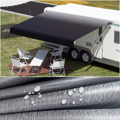 CYLAND RV Awning Fabric Replacement,Camper Trailer Motorized Awning Replacement for Motorhome,Heavy Duty Weatherproof 18.5oz Outdoor Vinyl RV Canopy 20'(Fabric 19'2") Black Fade