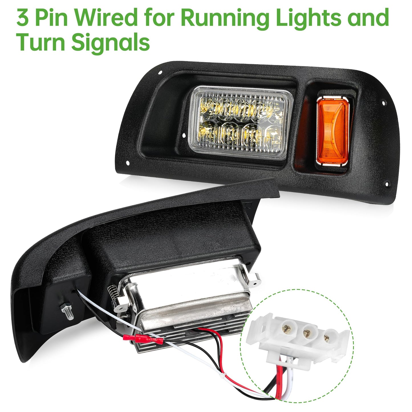 10L0L Golf Cart Light Kit for Club Car DS 1993-UP Gas & Electric, 12V LED Headlight and Tail Light Kit with Upgrade Harness for Turn Signal, Brake Light & Horn