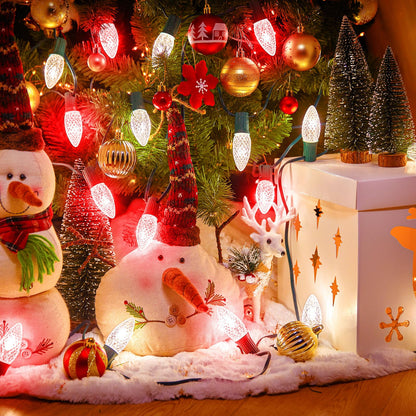 Minetom C9 LED Christmas Light Bulb, 50 Pack, Shatterproof, Dimmable, E17 Base, Red & Pure White