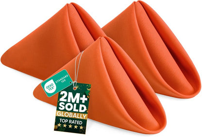 Utopia Home Orange Cloth Napkins (12 Pack, 17x17 Inches), Ideal Dinner Napkins for Halloween, Thanksgiving, Party, Wedding and Lunch/Dinner