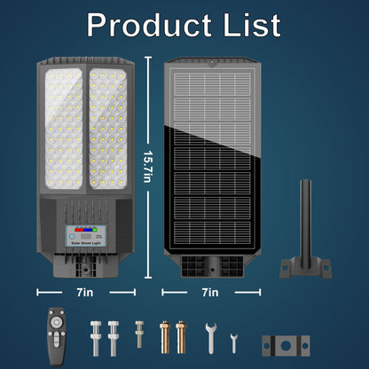 Jadisi 2025 New Solar Street Light, Solar Street Lights Outdoor Waterproof Dusk to Dawn 7000K LED Security Flood Light with Motion Sensor and Remote Control for Pathway, Entryway & Yard