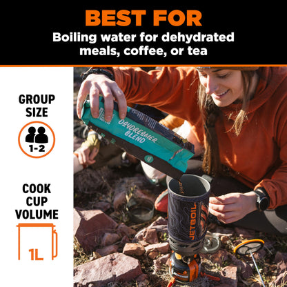 Jetboil Flash Java 1.0L Portable Fast Boil Stove with Silicone French Press and 1-Step Auto Ignition for Camping and Backpacking, Propane/Isobutane Burner with Cooking Cup, Topo