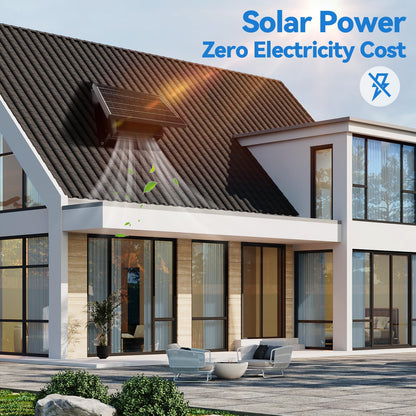 32W Solar Powered Attic Exhaust Fan with 10" Roof Vent - IP68 Waterproof DIY Ventilation System to Lower Heat, Prevent Moisture & Save AC Costs - Off-Grid Cooling for House, Garage,Shed & Greenhouse