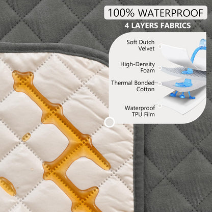 ROFASVCO U Shaped Sectional Couch Covers for L Shaped Corner Sofa Waterproof 6 Piece Washable Sectional Sofa Cover Non Slip Velvet Couch Slipcover Protector for Dogs Pets (Large, Dark Gray)