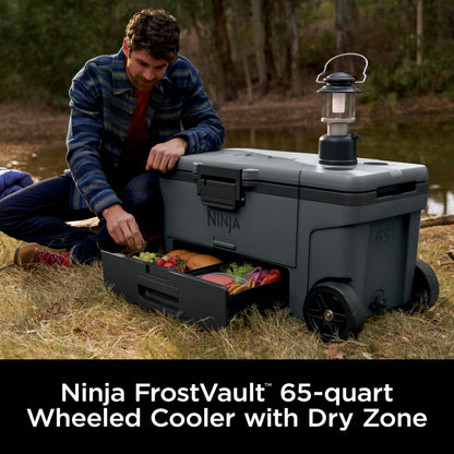 Ninja FrostVault | 65qt Wheeled Cooler with Cold Dry Zone | Integrated Fridge-Temp Dry Storage Drawer | Premium Heavy-Duty Insulated Cooler | Keeps Ice for Days | Charcoal Gray | FB265CG