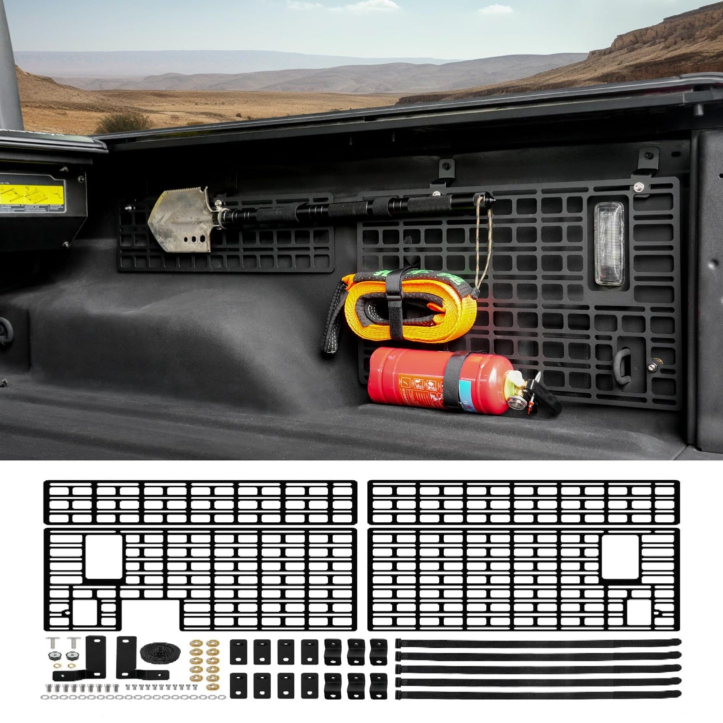 Utiiy Side Molle Panel Compatible with 2019-2024 Jeep Gladiator JT Bed Storage Cargo Rack Truck Bed Organizer No Drilling Fits for Gladiator Accessories