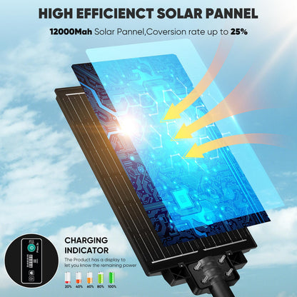 2 Pack 26" Large Solar Street Lights Outdoor Waterproof - 9000W 120000LM Solar Powered Parking Lot Light Dusk to Dawn,Motion Sensor Commercial LED Solar Flood Lights Remote Control