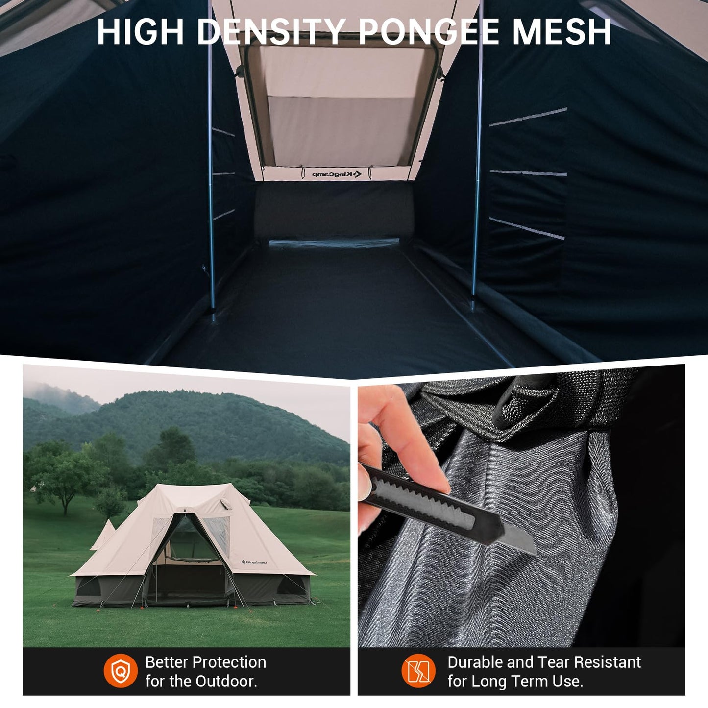 KingCamp Khan Inner Tent for 2 Person, Dark Room Tent with High Density Mesh, Lightweight Waterproof Windproof for Camping Backpacking Hiking Fishing RV