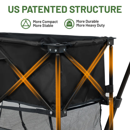 TIMBER RIDGE 400L Large Capacity Folding Double Decker Wagon with Brakes, 54" Extra Long Extender Wagon Cart, 450lbs Heavy Duty Collapsible Cart, All-Terrain Big Wheels for Camping, Sports, Shopping