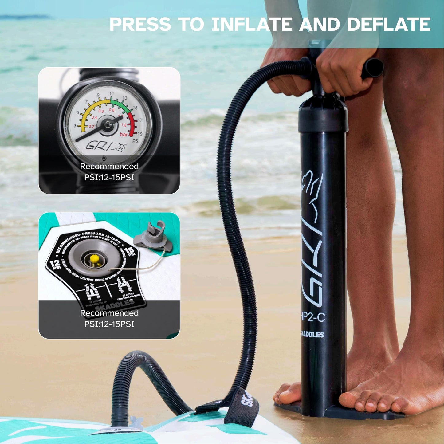SKADDLES 10’6’’ Inflatable Stand Up Paddle Board (SUP) for Adults and Youth with Non-Slip Deck – Complete Accessories Kit, Perfect for Fishing, Yoga, Fitness & Family Fun (Mint Green Wood Grain)