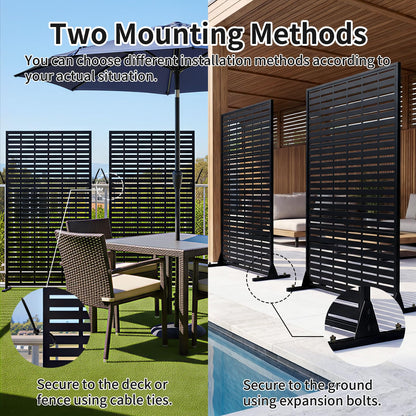Metal Privacy Screen, 72" Outdoor Privacy Screen, Privacy Fence Panels with Stand, Provide Deck Privacy Protection, Privacy Fence for Garden, Pool, Patio, Balcony, Backyard Landscape
