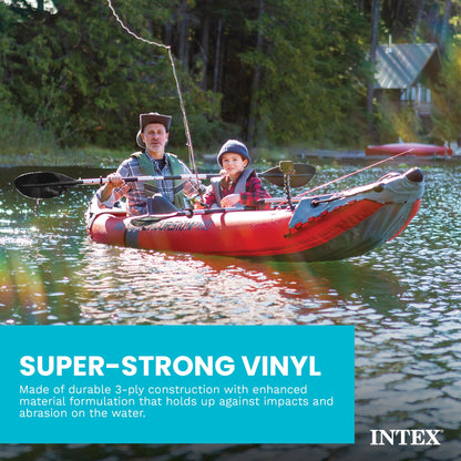 INTEX 68309EP Excursion Pro K2 Inflatable Kayak Set: Includes Deluxe 86in Kayak Paddles and High-Output Pump – SuperTough PVC – Adjustable Bucket Seat – 2-Person – 400lb Weight Capacity