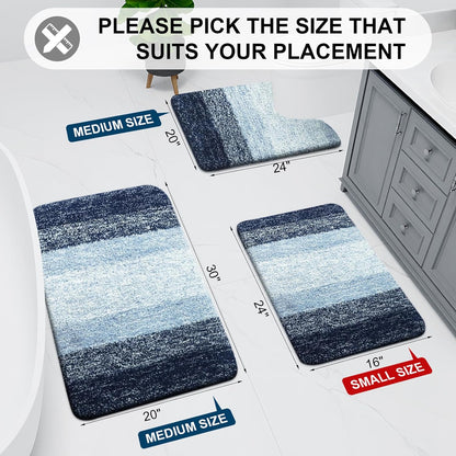 Arotive Microfiber Bath Rug - Soft, Absorbent, Non-Slip Plush Mat | 24x16 Dark Blue Rectangular
