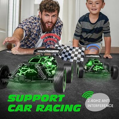 Tecnock RC Cars for Kids 1:18 Scale 2WD RC Car with LED Lights 2.4GHz Remote Control Car with USB-C Easy Charging &amp 50 Mins Playtime Toys Gifts for Boys &amp Girls Ages 8-12