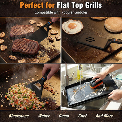 Utheer Griddle Combo Set, Cast Aluminum Flat Top Griddle with 23" x 16" Ceramic Nonstick Stove Top Griddle and Large Grill Griddle, Fast Heating Indoor Outdoor Griddle for Gas Grill, BBQ and Camping