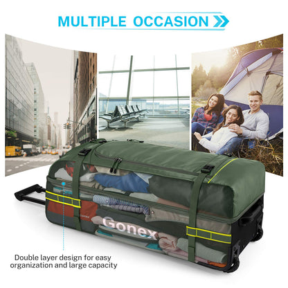 Gonex Rolling Duffle Bag with Wheels, 100L with Compression Packing Cubes