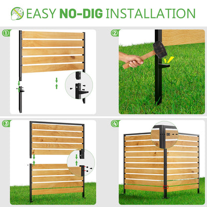 3 Panels No Dig Wooden Privacy Fence Screen, 42" H X 40" W Outdoor Air Conditioner Fences, Hide Trash Bins Or Ac Units, Decorative Garden, Patio, Backyard Fence -Temporary Fencing