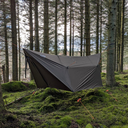 onewind 12×10 ft Hammock Tarp, Ultralight Versatile Camping Tarp Lightweight Waterproof Silnylon Hammock Rain Fly with Doors, Easy to Setup with Stuff Sack Tent Stakes, Dark Grey