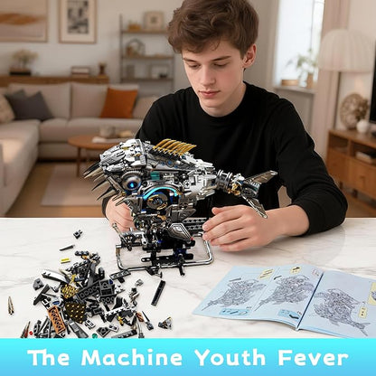 Steampunk Mechanical Piranha Building Set for Adults Creative Killer Fish Animal Collection Toy for Home Office Decor STEM Gift for Teens Boys 14+ (1085PCS)
