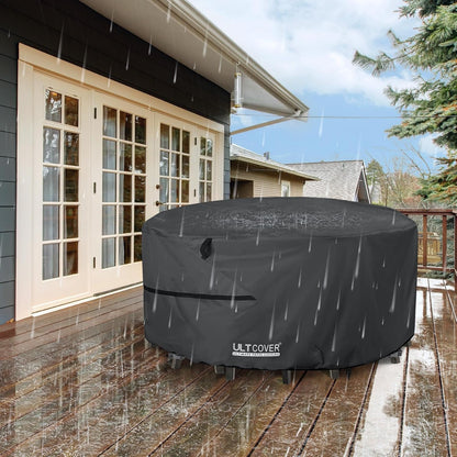 ULTCOVER Round Patio Furniture Cover - Waterproof 48-Inch Table & Chair Set Cover, Black