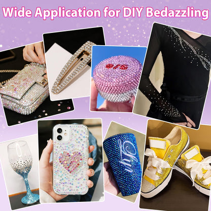 38000Pcs Resin Jelly Rhinestones for Bedazzling Kit, 28 Colors 3mm Flatback Gems for Diamond Art, Bedazzler Kit with 3Pcs 10ml B7000 Jewelry Glue for Crafting Crafts Book Shoes Nail Art