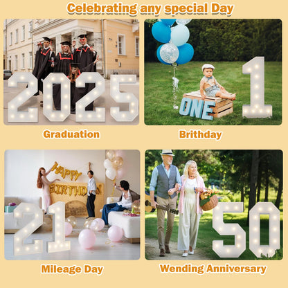 3FT Marquee Numbers, Warm White Light Up Number 1 with Display Board, Marquee Balloon Kit Decorations, DIY Pre-Cut Frames for Party, 1st Baby Birthday, Anniversary Decor, 21st Milestones