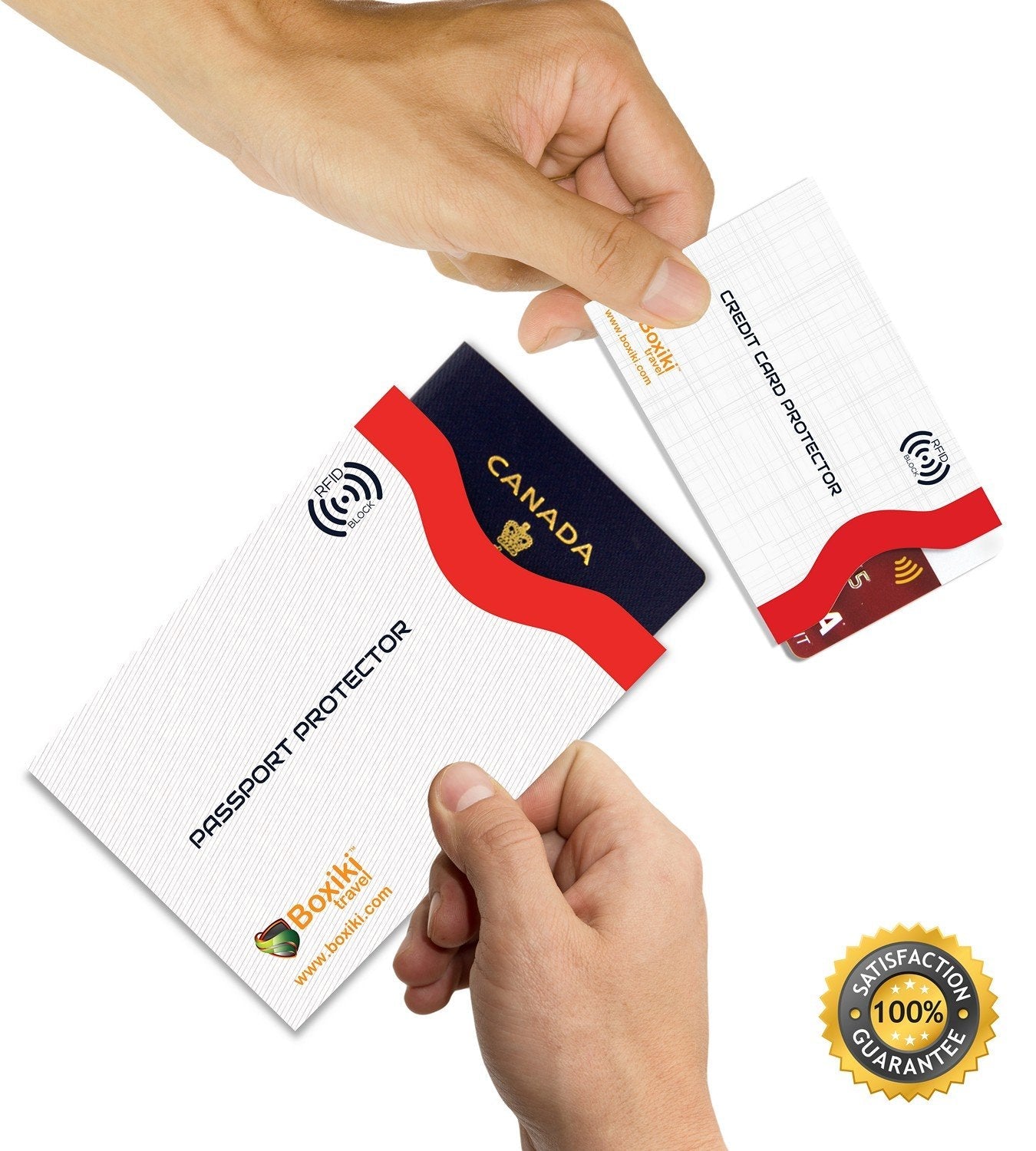 Boxiki Travel Set of 15 RFID, Set with Color Coding | Identity Theft Prevention RFID Blocking Envelopes and Passport Covers (White Collection)
