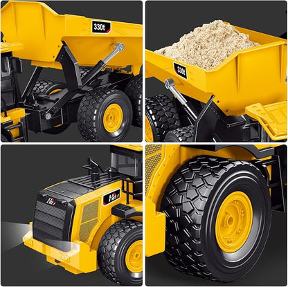 RC Dump Truck Remote Control Dump Truck 11 Channel with Lights/Sounds/2 Batteries for Adults RC Construction Vehicles Toys for Boys Kids 1:16 Scale RC Dump Truck Toys