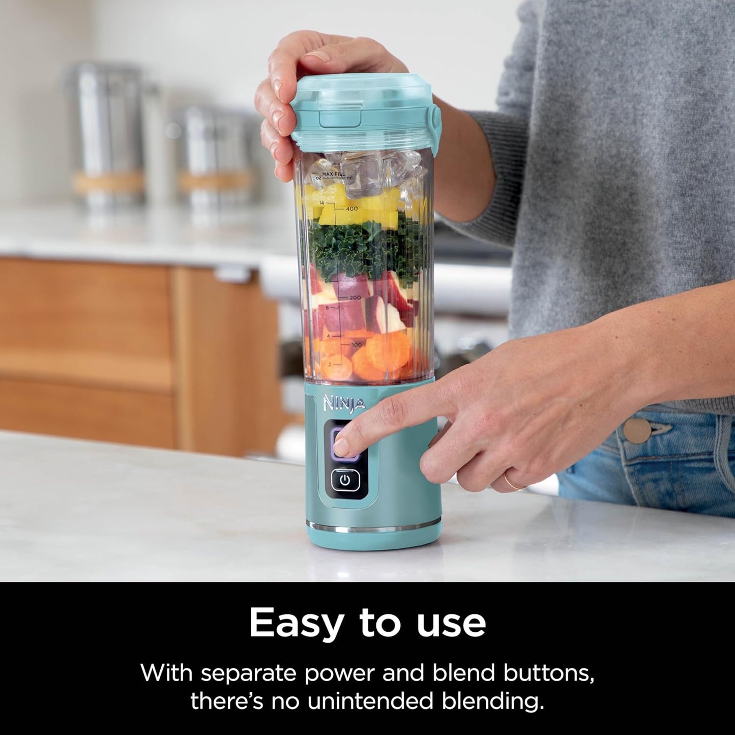 Ninja Blast Portable Blender - Cordless 18oz Personal Blender for Smoothies & Shakes | BPA-Free, USB-C Rechargeable, Aqua