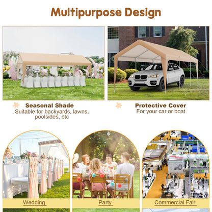 Tangkula 10x20 Ft Heavy-Duty Carport, Portable Garage Tent Carport with Galvanized Steel Frame, All-Season Tarp, Outdoor Car Canopy Shelter for Car, Truck, SUV, Boat