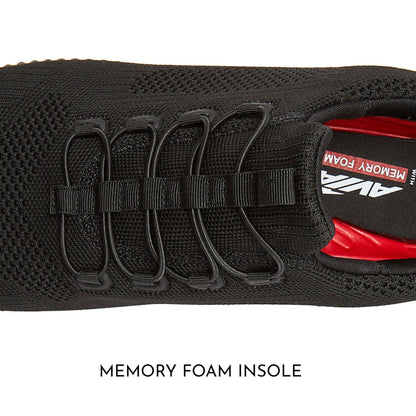 Avia Air Slip On Shoes for Women - Casual Comfortable Athletic Tennis Walking Sneakers for Women with Memory Foam - Black/Black, 9 Wide