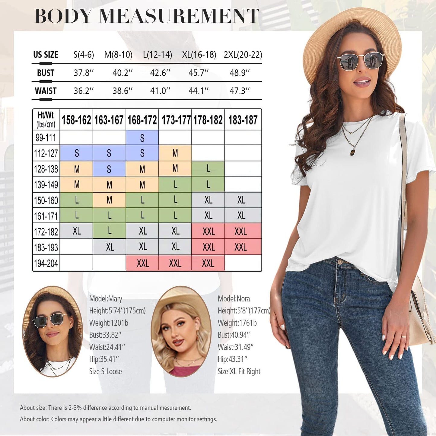 KevaMolly Basic White T Shirts for Women UPF 50+ Short Sleeve Casual Solid Summer Tops Trendy Solid Loose Fit Tshirt S