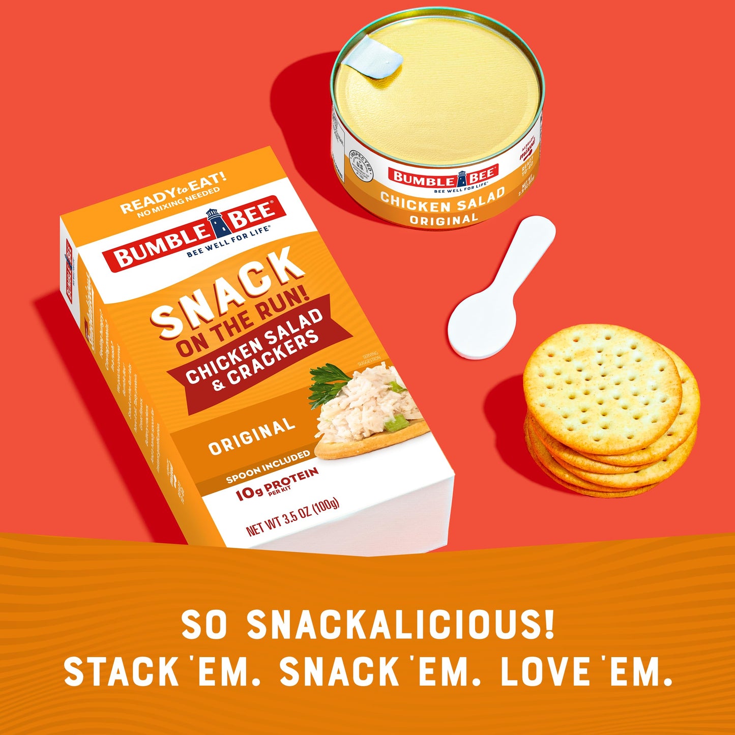 Bumble Bee Snack on the Run Chicken Salad with Crackers Kit, Ready to Eat, Spoon Included - Shelf Stable & Convenient Protein Snack, 3.5 Ounce (Pack of 3)
