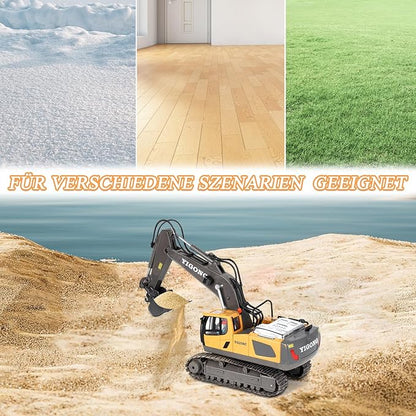 Remote Control Bulldozer - 11 Channel RC Dozer Front Loader Toy with Light and Sound - 1/24 Full Construction Vehicle Toys for Kids Age 6 7 8 9 10 and Up Years Old