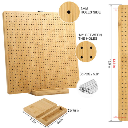Aulin 15.5"" x 15.5"" Foldable Crochet Blocking Board with Pegs | 35 Stainless Steel Rod Pins - Upgrade Large Blocking Boards for Crochet Projects, Gifts for Crocheters, Mothers, Grandmothers