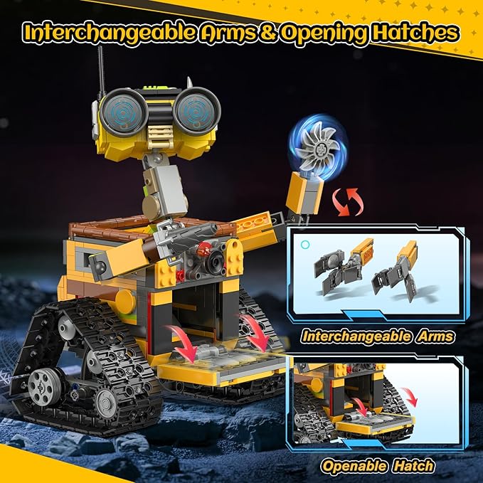 Robot Building Sets for Kids - 5 in 1 Wall Robotic Kit 748 PCS Robot with Interchangeable Arms Bulldozer Plane Building Block Toy Model for Boys Girls 8-12 Easter Home Decor