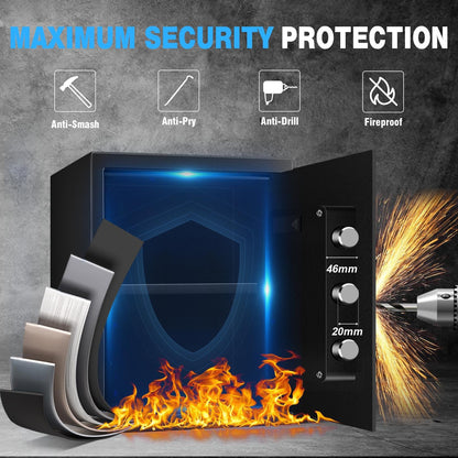 Fdsutvit 2.8 Cu Ft Safe Box For Home Documents -Steel Electronic Digital Safety Box for Office Money Jewelry Valuables, Personal Security Lock Box with Sensor Light, Removable Shelf, Mute Function