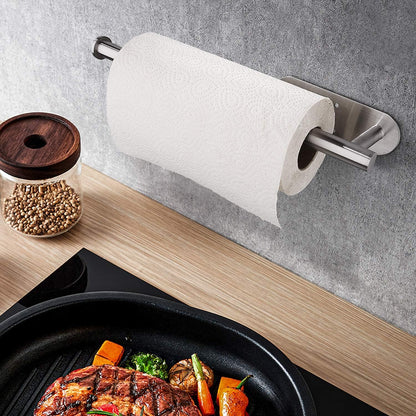 Skiennix Paper Towel Holder - Self-Adhesive Under Cabinet Design | Stainless Steel Finish