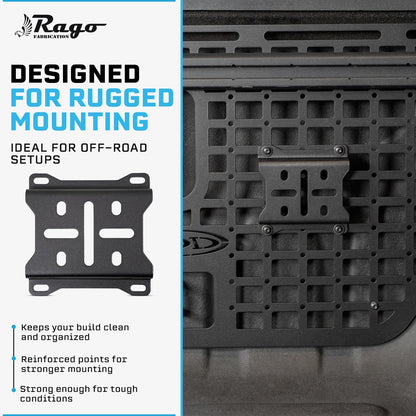 Rago Fabrication Universal Recovery Gear Bundle | RotopaX Molle Panel Mount & Hi-Lift Jack Mount Pair | Fits Rago, ADD Offroad & DV8 Molle Panels | Black